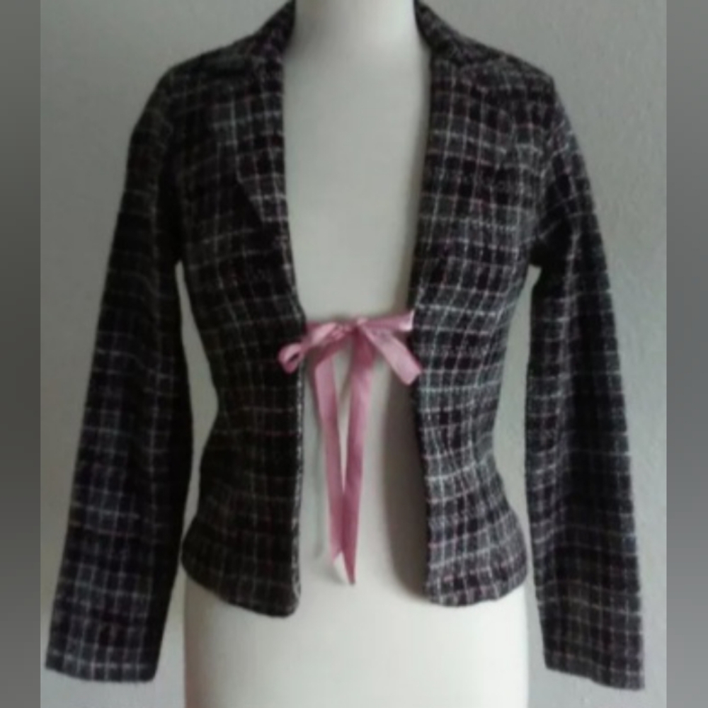 Faith ❤️ Passion Boucle Tweed Frayed Jacket Ribbon Size 3 Coquette Girl
